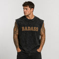 Oversized Tank- Acid Wash Badass Print.