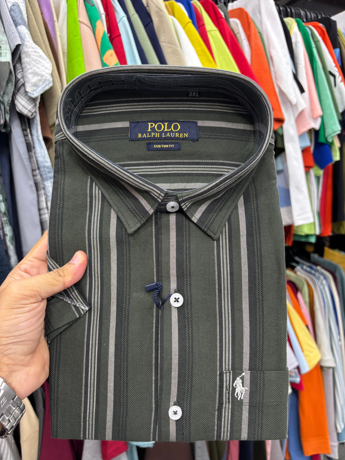 3XL–7XL Big size Striped Half Sleeve Shirt