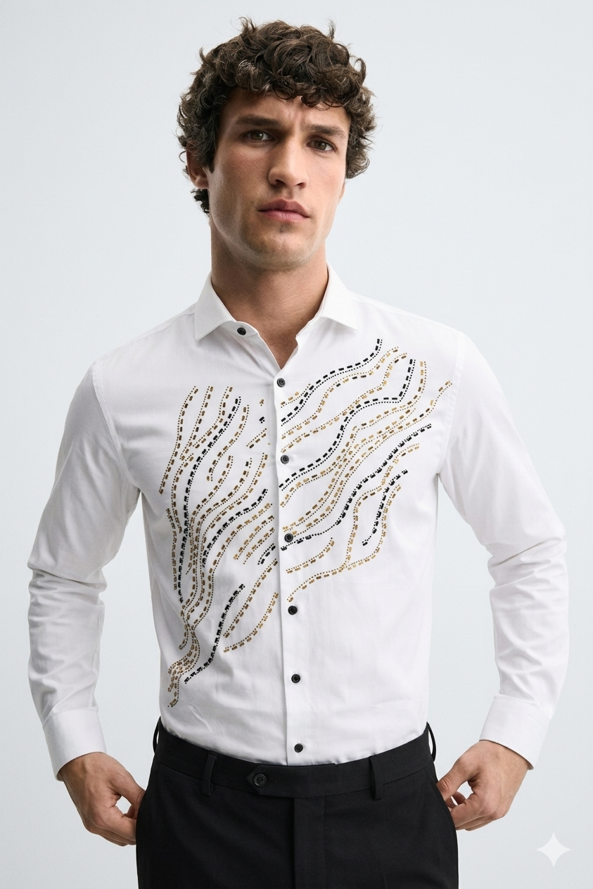 ✨ Satin Stone Designer Shirt for Men (M–2XL) | Premium Party Wear