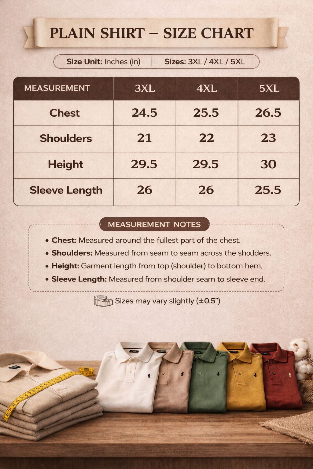 Big Size Plain Shirt (3XL–5XL)