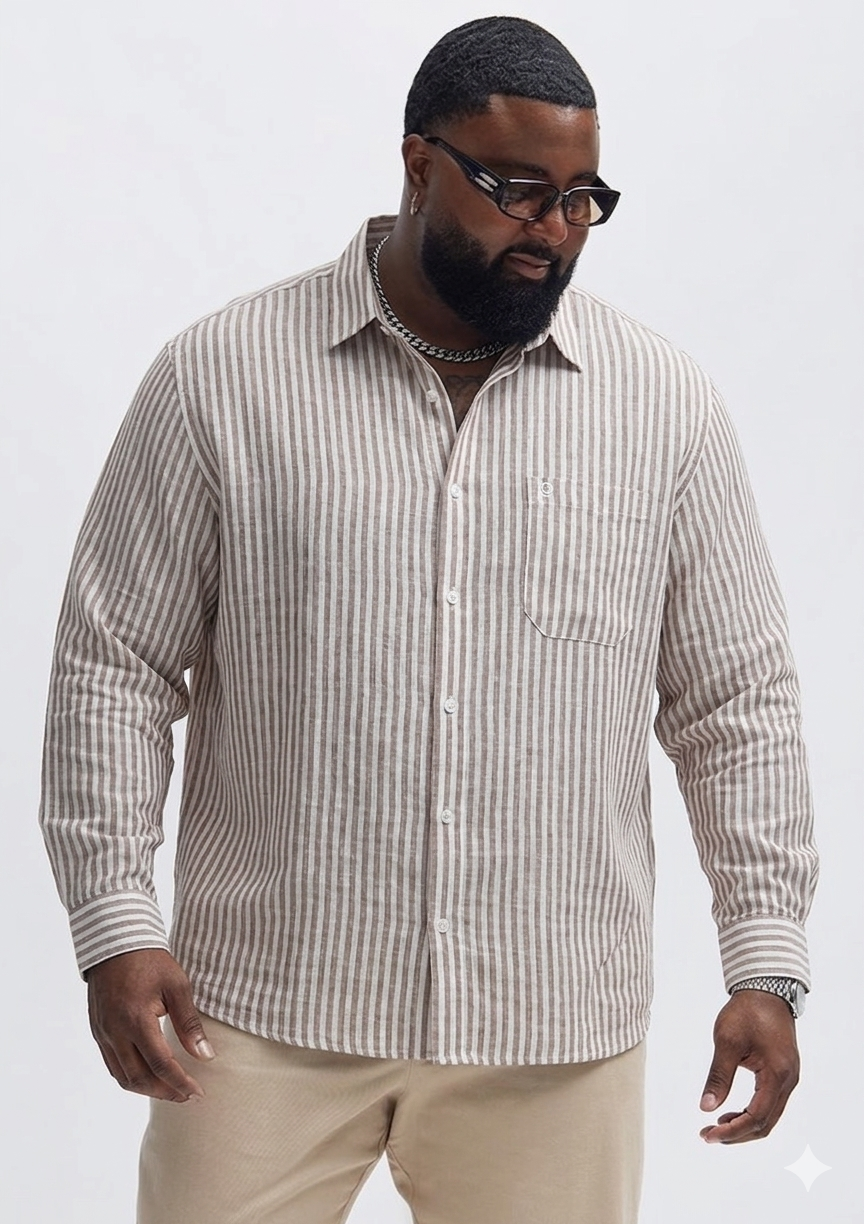 Cotton Linen Blend Full Sleeve Shirt for Men (3XL–5XL) | Big Size