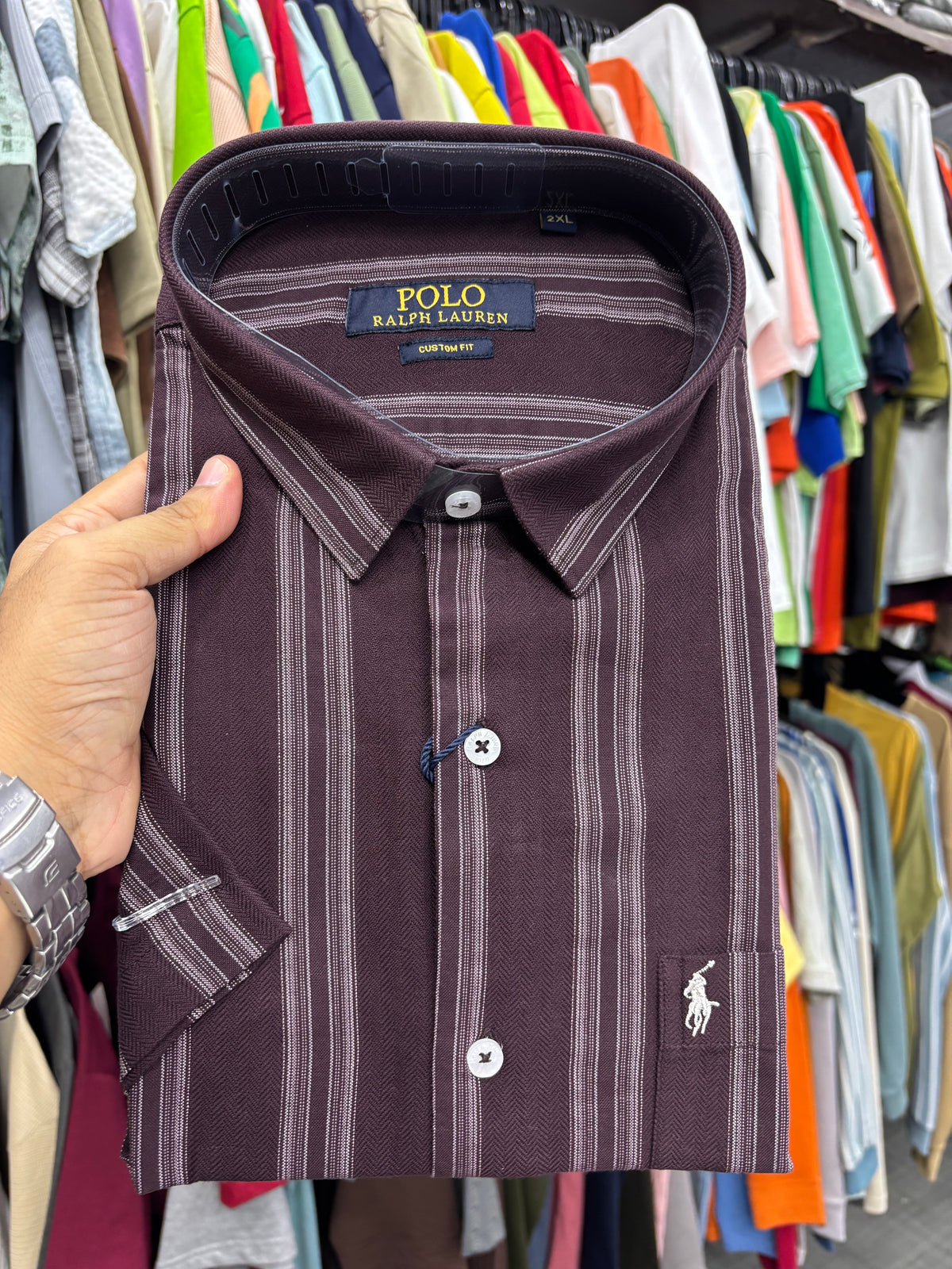3XL–7XL Big size Striped Half Sleeve Shirt
