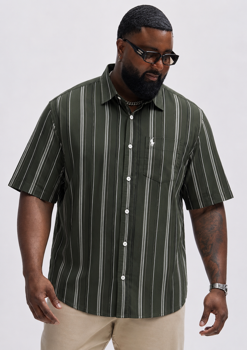 3XL–7XL Big size Striped Half Sleeve Shirt