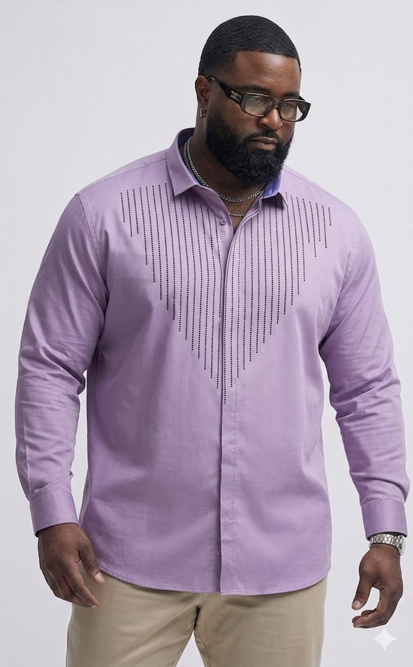 (3XL–5XL)✨ Satin Stone Designer Shirt