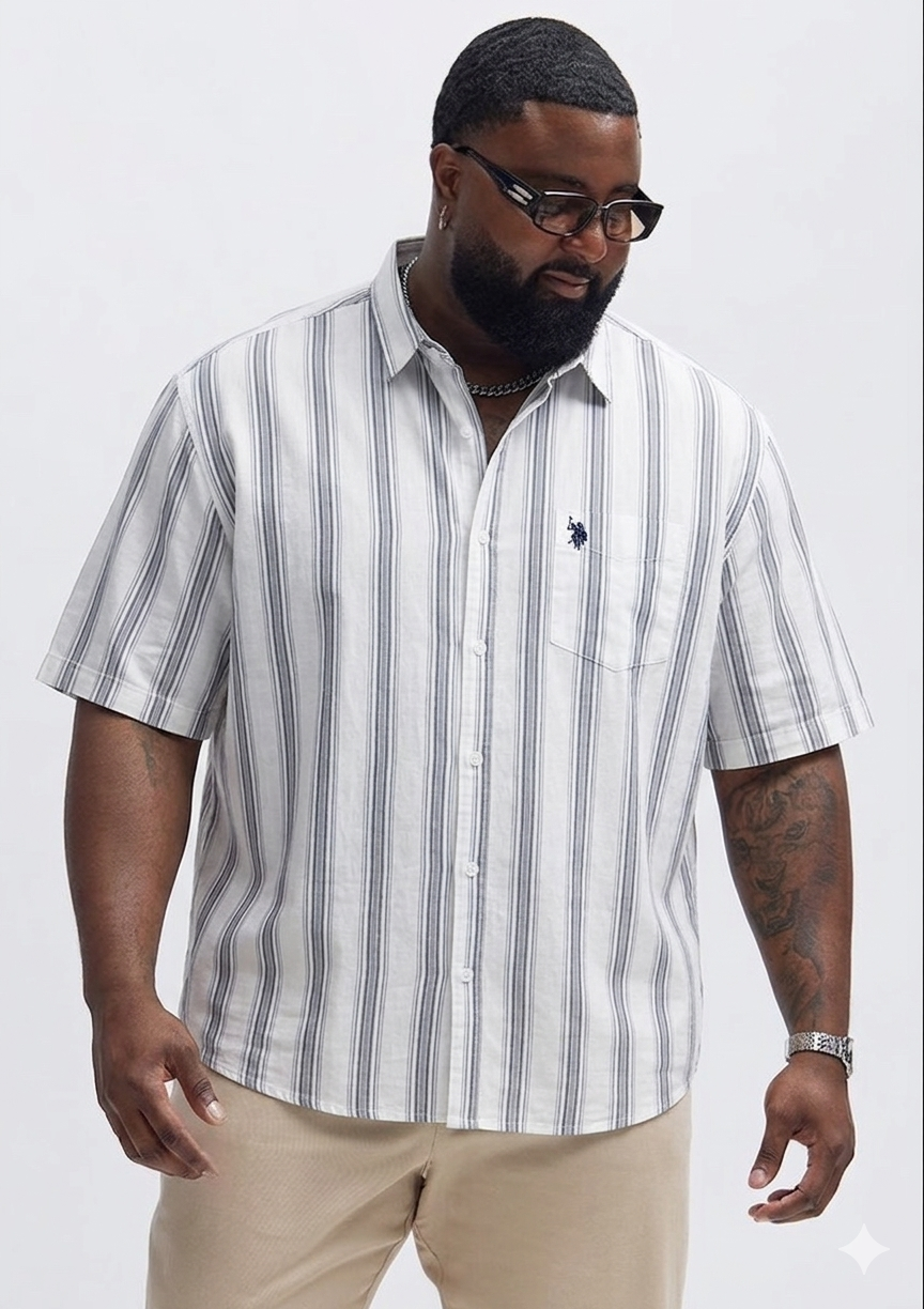 (3XL–6XL) Half Sleeve Striped Shirt