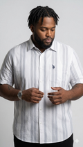 (3XL–6XL) Half Sleeve Striped Shirt