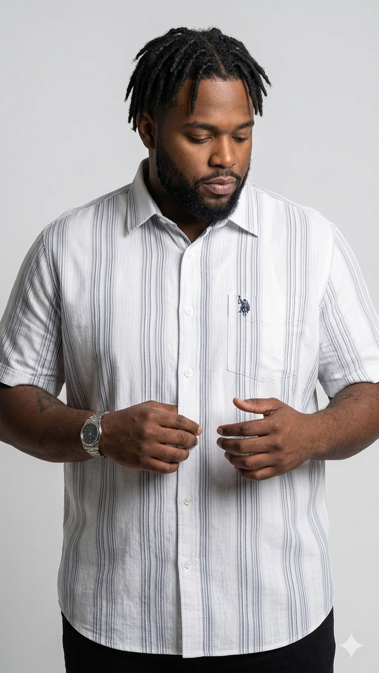 (3XL–6XL) Half Sleeve Striped Shirt