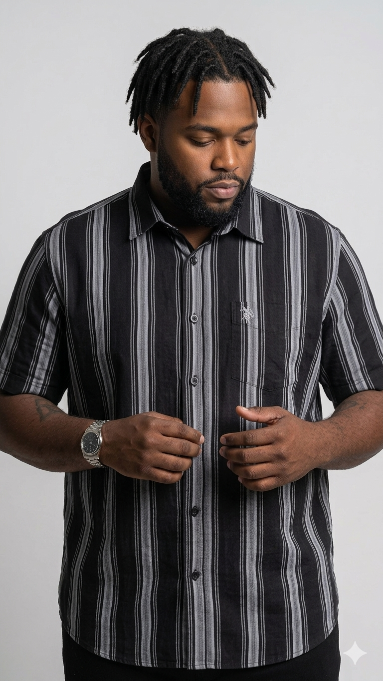 (3XL–6XL) Half Sleeve Striped Shirt
