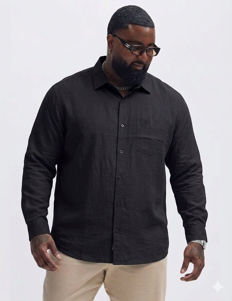 Big Size Plain Shirt Black(3XL–5XL)
