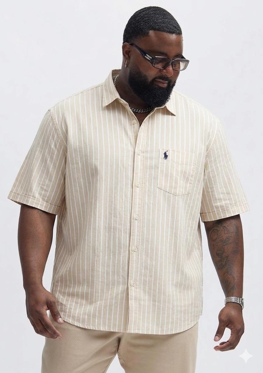 (3XL–6XL)🧥 Striped Half Sleeve Shirt