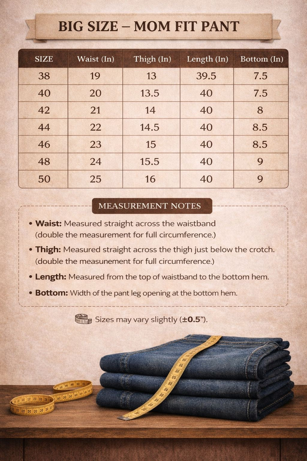 Big Size Mom Fit Jeans (38–50) – No Tight Feel, All Day Comfort 👌🏻