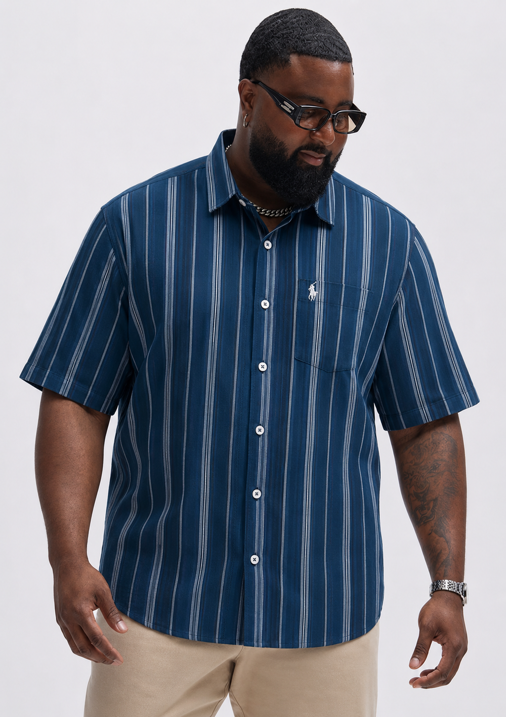 3XL–7XL Big size Striped Half Sleeve Shirt