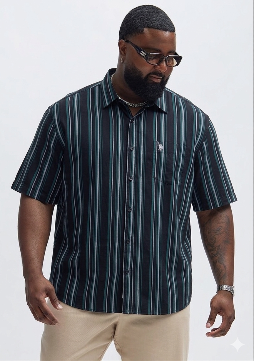 (3XL–6XL) Half Sleeve Striped Shirt