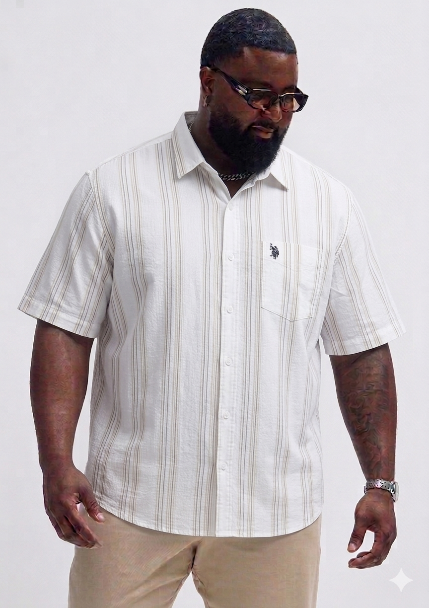 (3XL–6XL) Half Sleeve Striped Shirt
