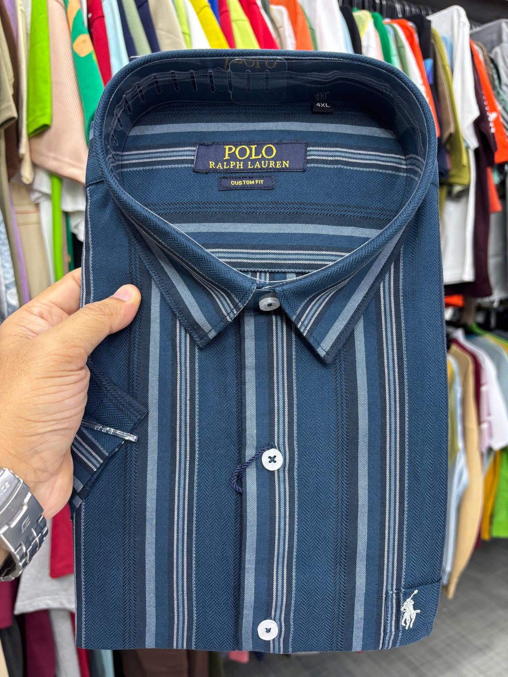 3XL–7XL Big size Striped Half Sleeve Shirt