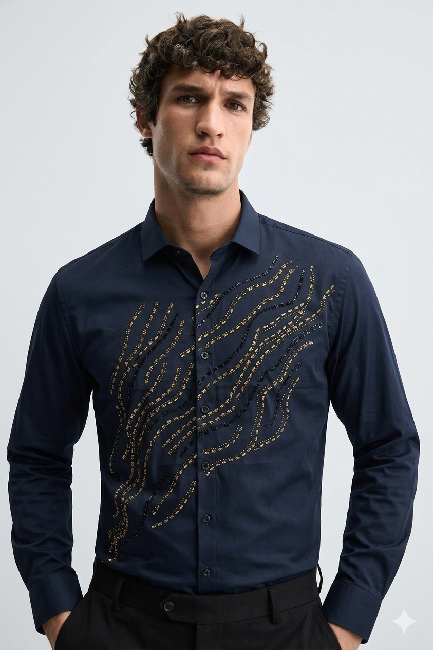 ✨ Satin Stone Designer Shirt for Men (M–2XL) | Premium Party Wear