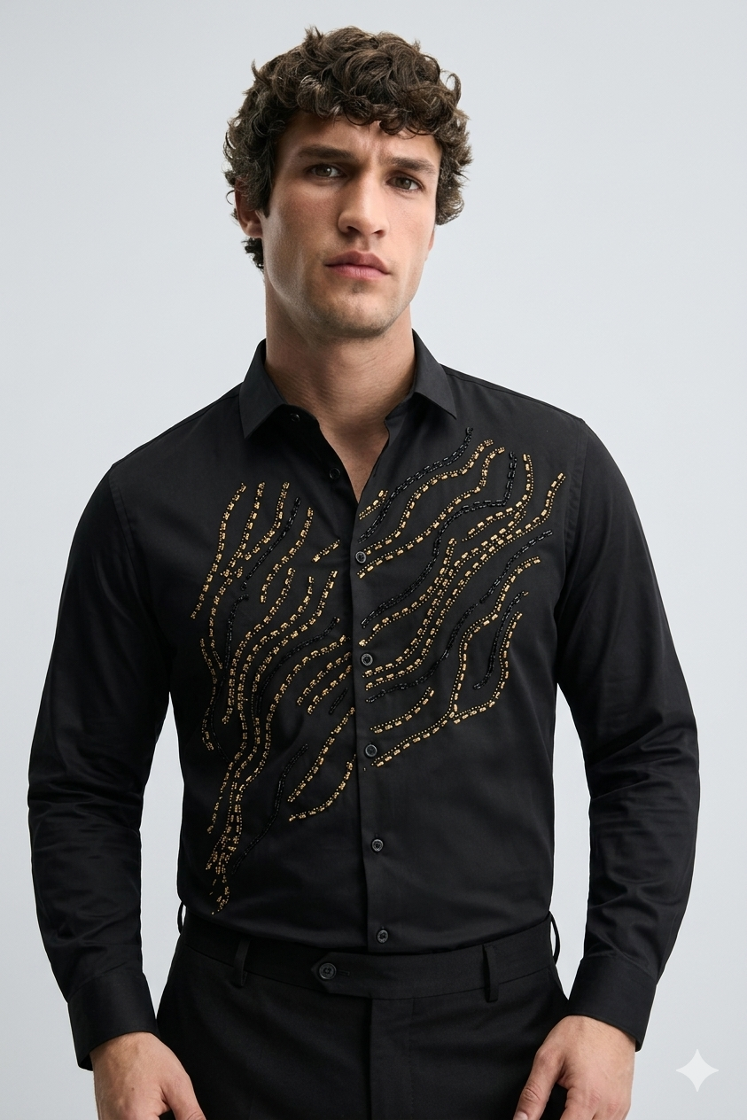 ✨ Satin Stone Designer Shirt for Men (M–2XL) | Premium Party Wear
