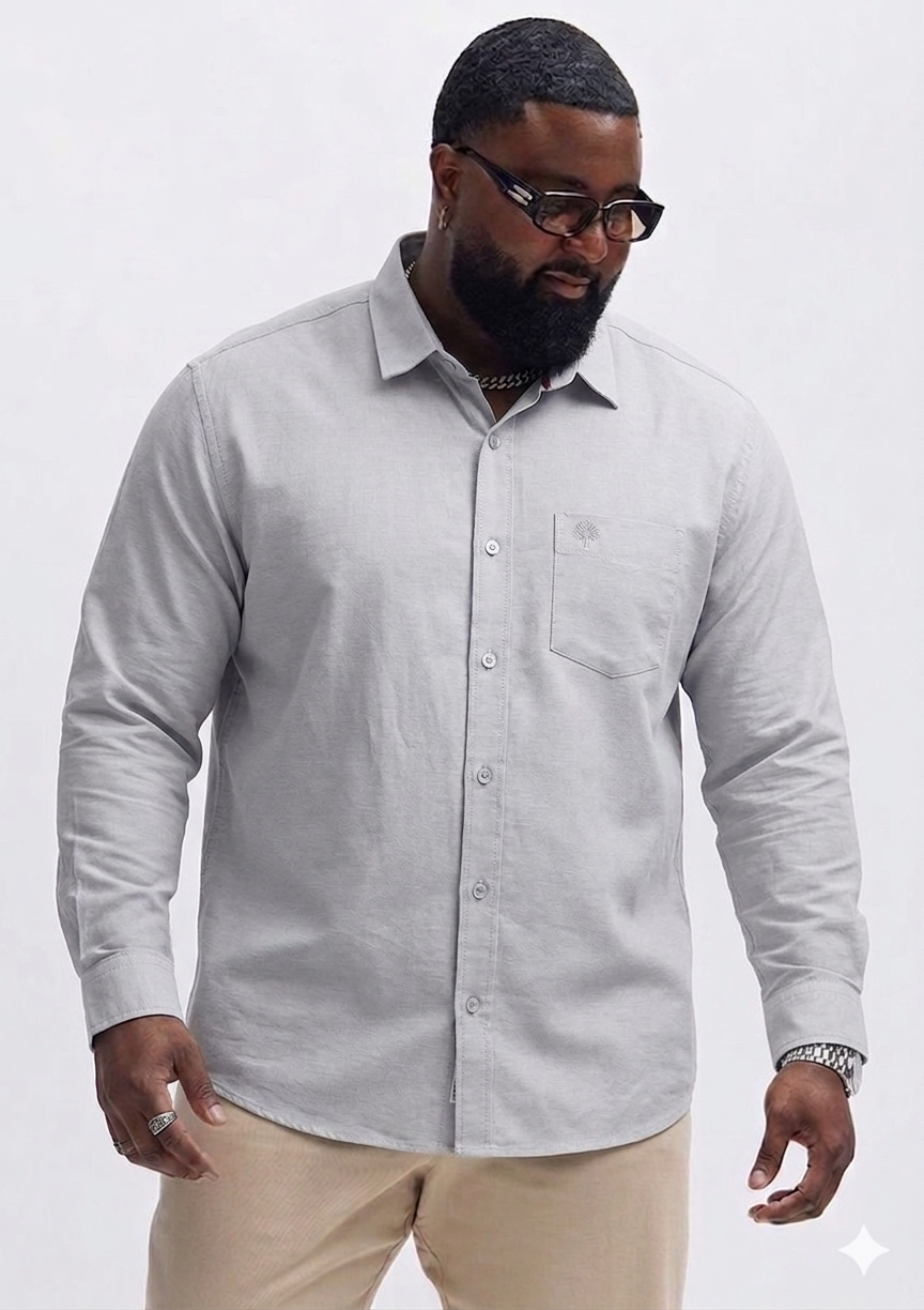 Big Size Plain Shirt Ash (3XL–5XL)