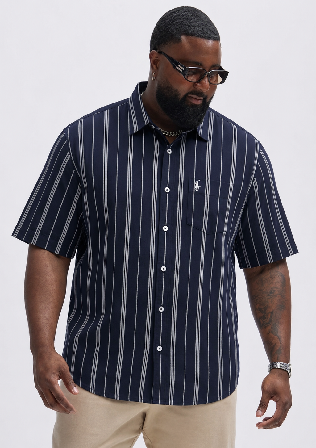 3XL–7XL Big size Striped Half Sleeve Shirt