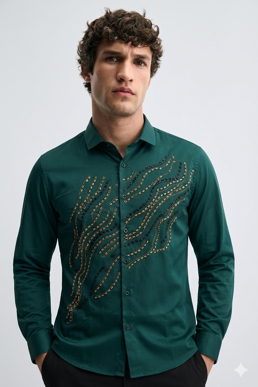 ✨ Satin Stone Designer Shirt for Men (M–2XL) | Premium Party Wear