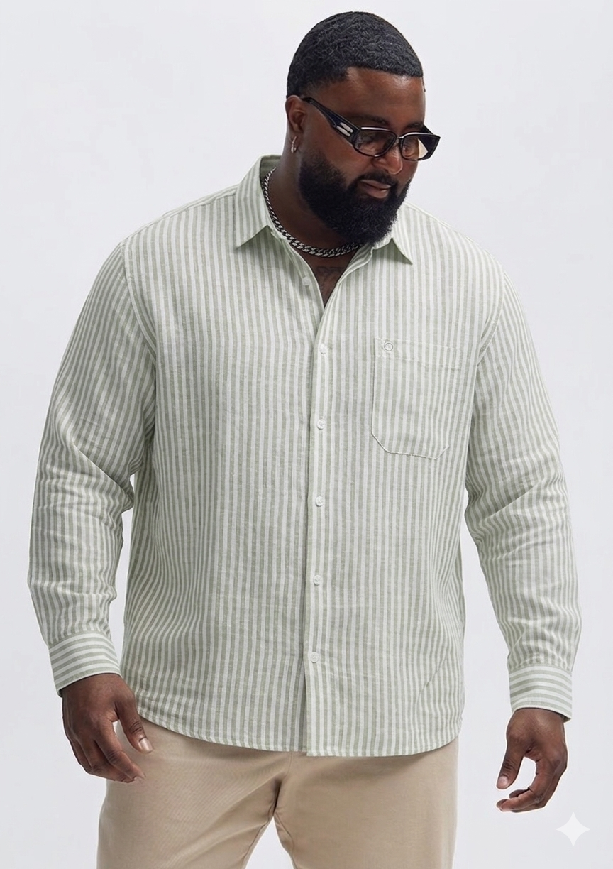 Cotton Linen Blend Full Sleeve Shirt for Men (3XL–5XL) | Big Size
