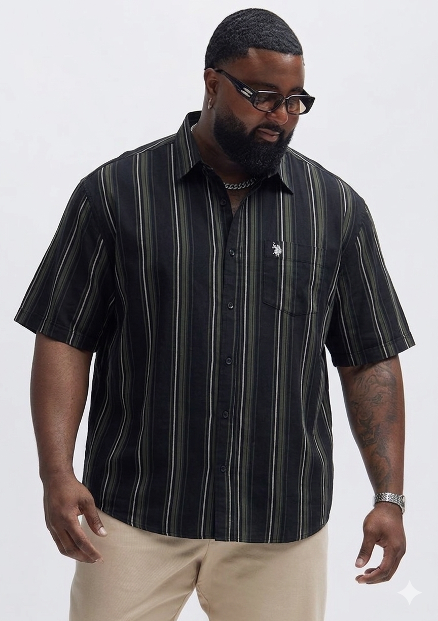 (3XL–6XL) Half Sleeve Striped Shirt