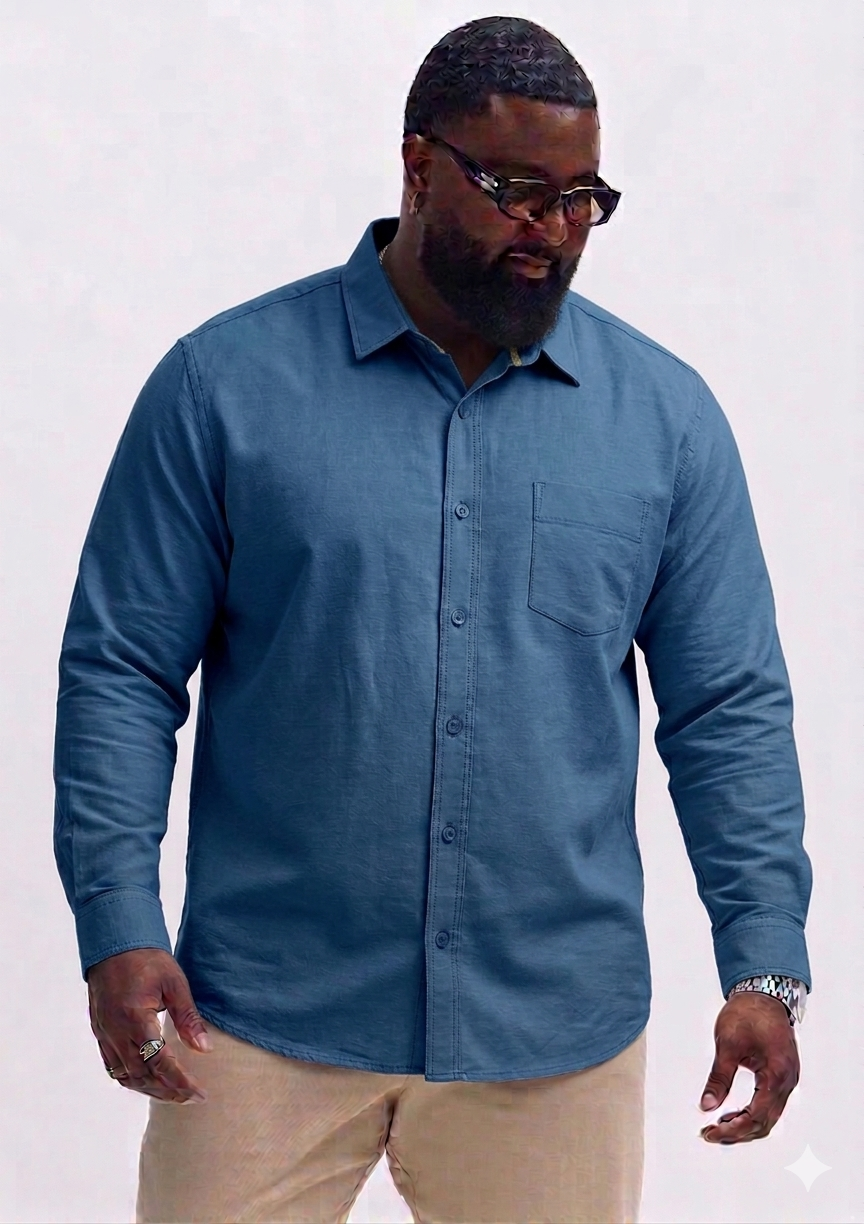 Big Size Plain Shirt Blue (3XL–5XL)