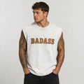 Oversized Tank- Acid Wash Badass Print.
