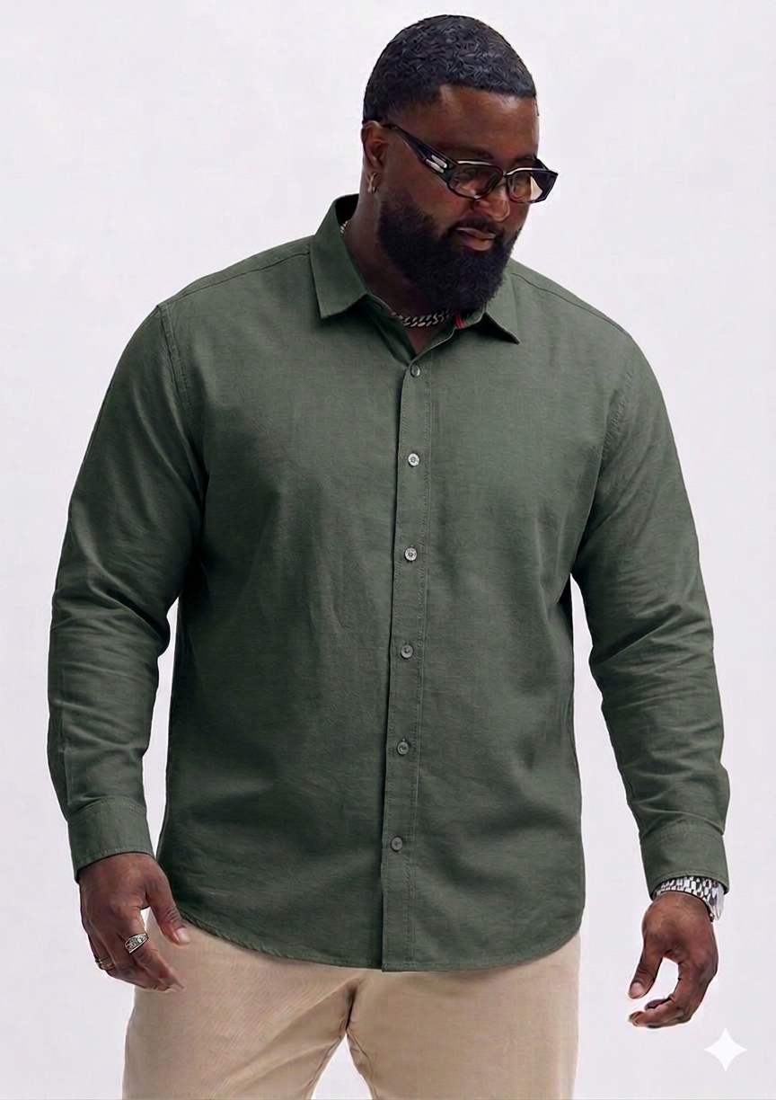 Big Size Plain Shirt Green (3XL–5XL)