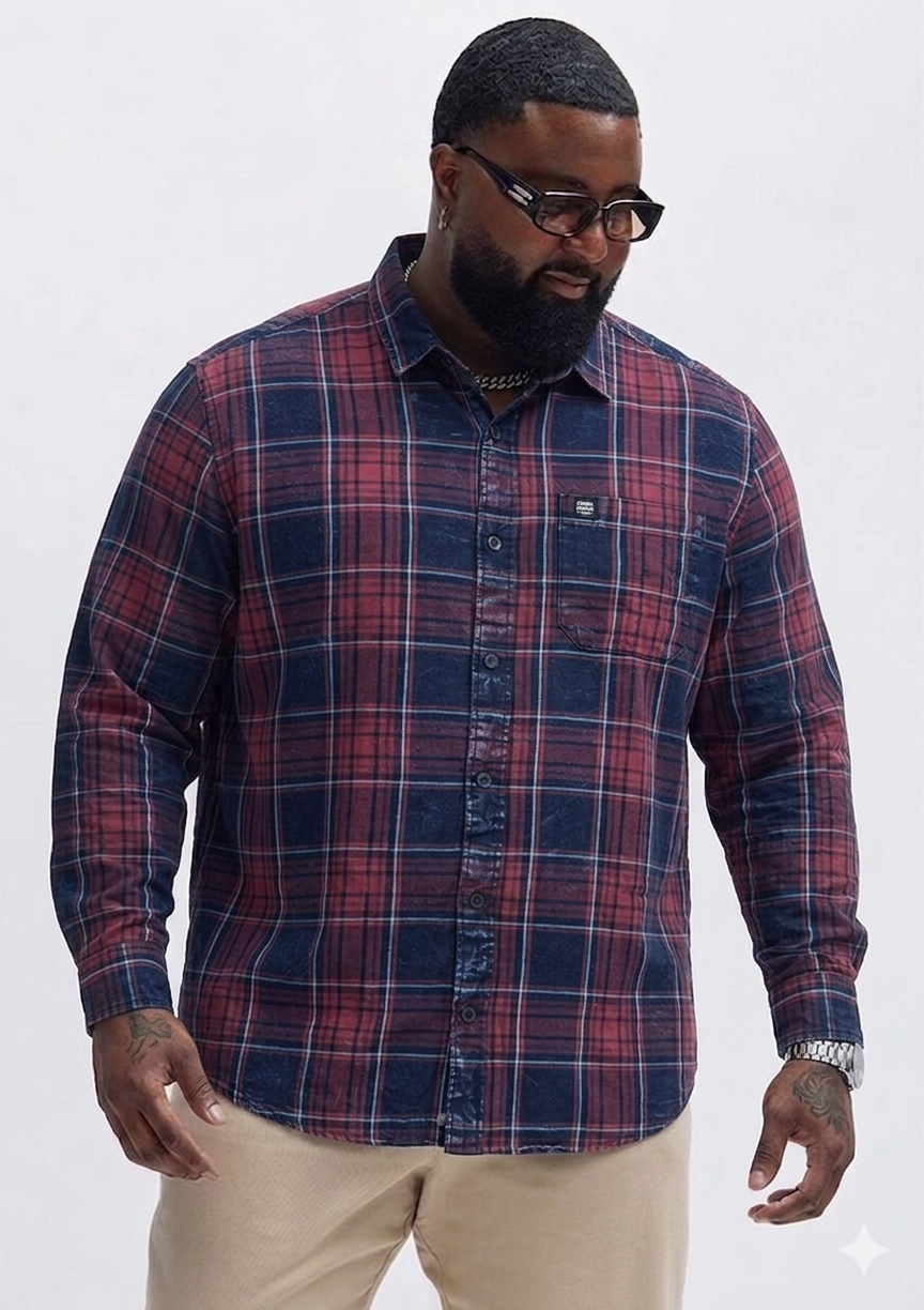 Indigo Checks Big Size Shirt (3XL–5XL) – Premium Comfort Fit 👌🏻