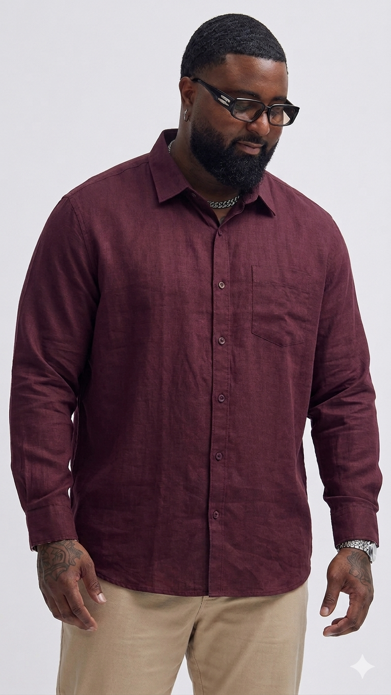 Big Size Plain Shirt Maroon (3XL–5XL)