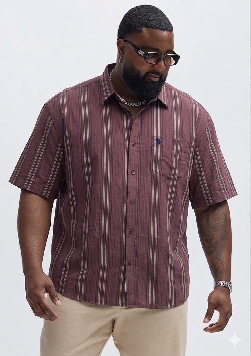 (3XL–6XL) Half Sleeve Striped Shirt
