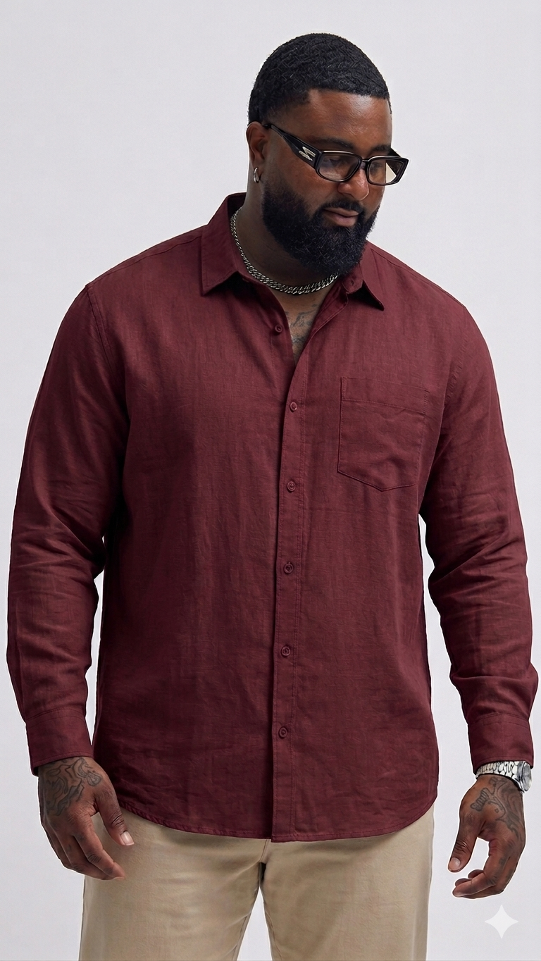 Big Size Plain Shirt Red (3XL–5XL)