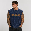 Oversized Tank- Acid Wash Badass Print.