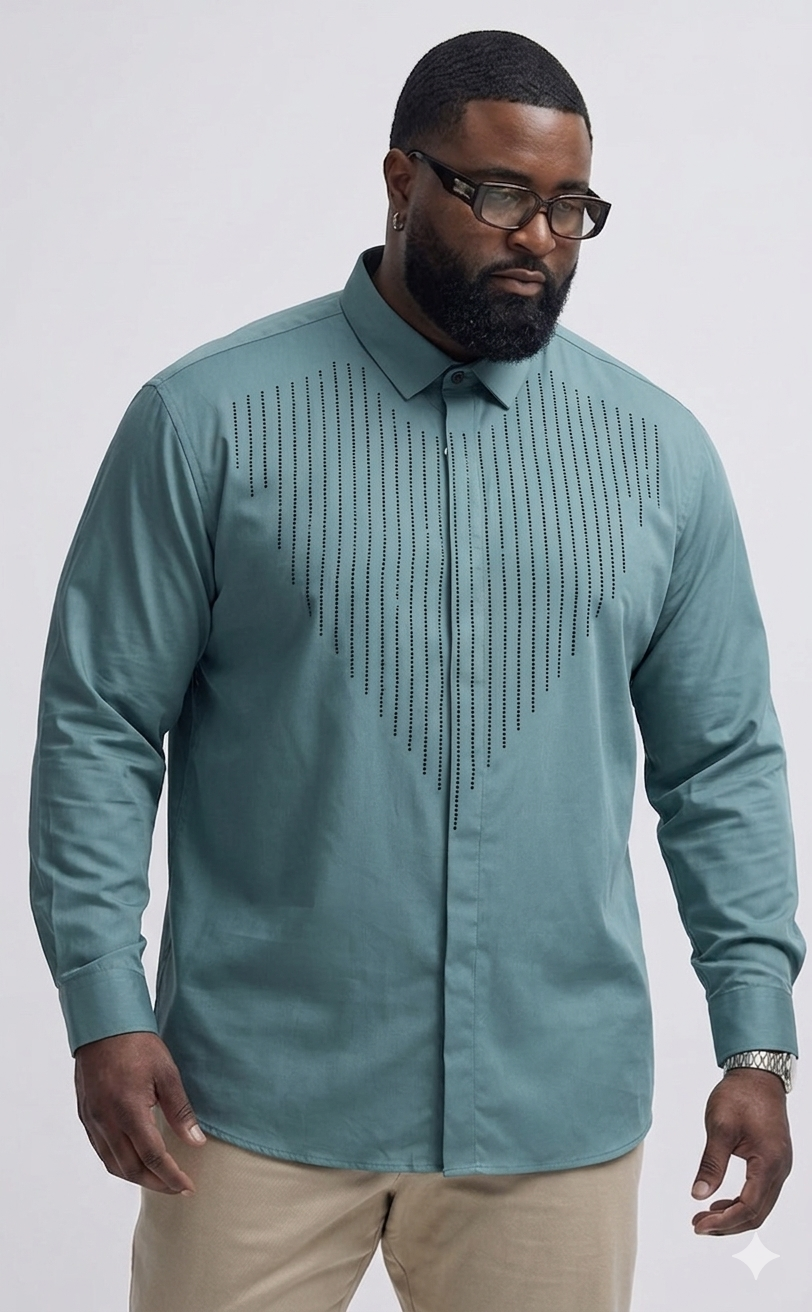 (3XL–5XL)✨ Satin Stone Designer Shirt