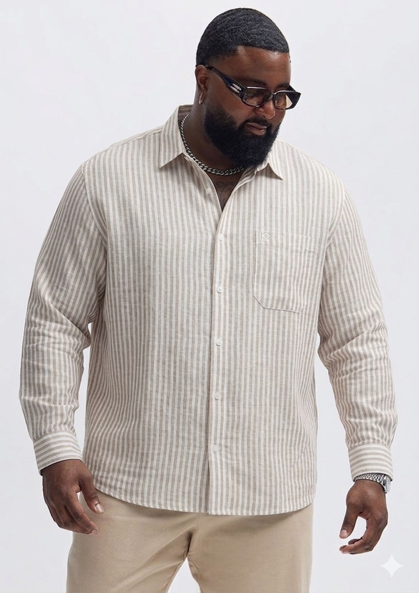 Cotton Linen Blend Full Sleeve Shirt for Men (3XL–5XL) | Big Size
