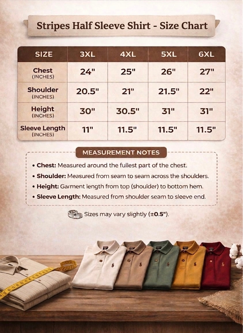 (3XL–6XL) Half Sleeve Striped Shirt