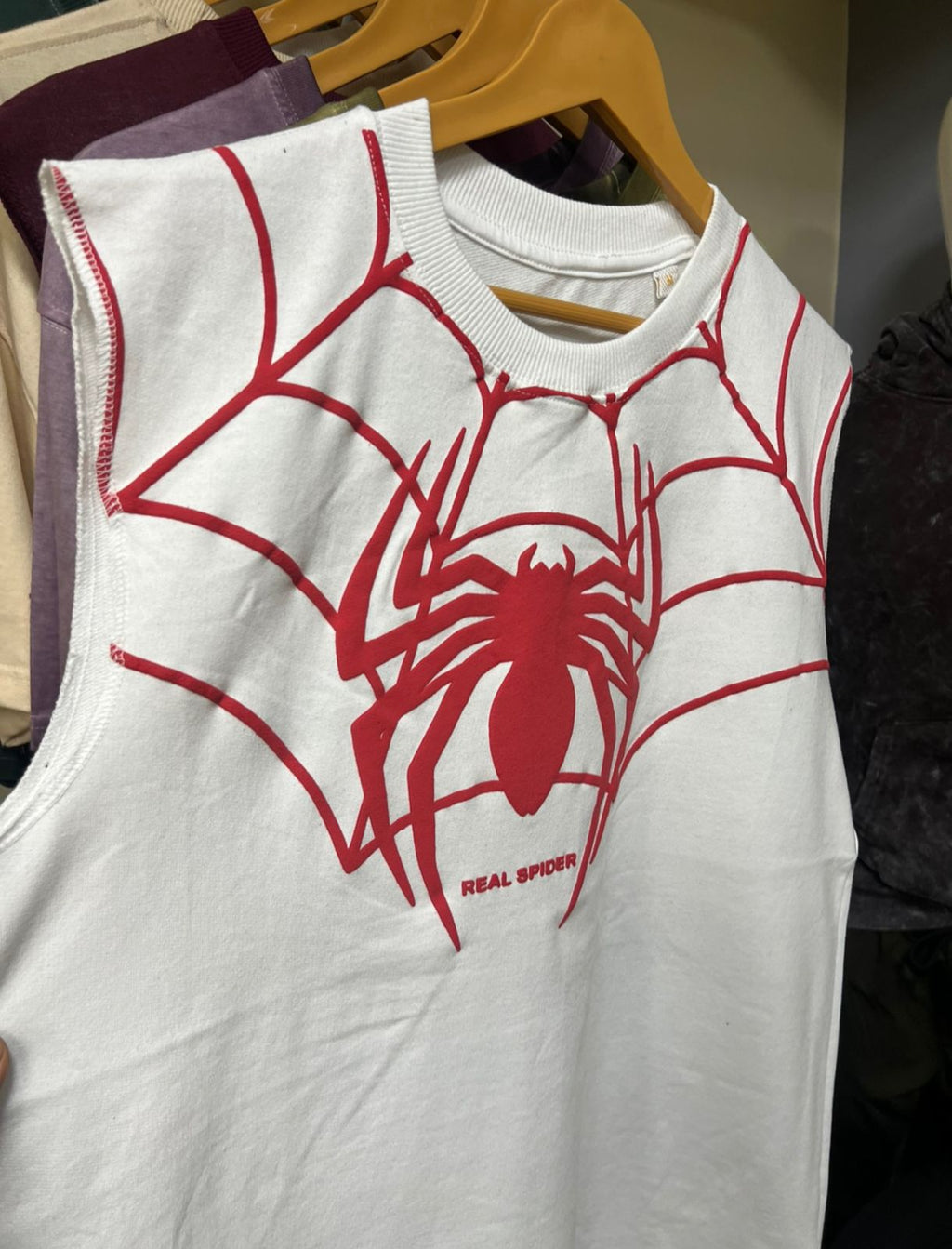 Oversized Tank-Spider Puff Print White